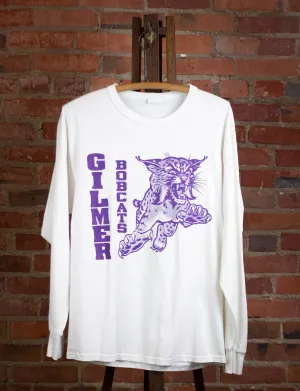 Vintage Gilmer Bobcats Long Sleeve Graphic T Shirt White Large